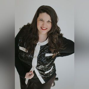 Talbots Black and White Sequin Cardigan